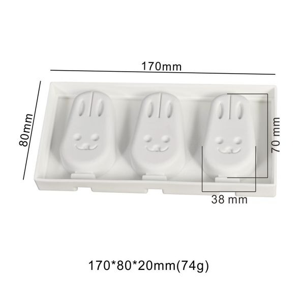 ▪3連▪可愛兔子頭、雪人創意造型食品級矽膠冰棒模(附贈3支塑料棒)/附防塵蓋冰淇淋模具/造型雪糕模-細節圖3