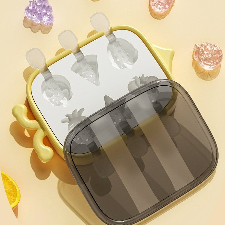 ▪6連▪創意帶蓋矽膠製冰盒/雪糕模具/嬰兒寶寶輔食盒/冰格/冰棒盒-細節圖5