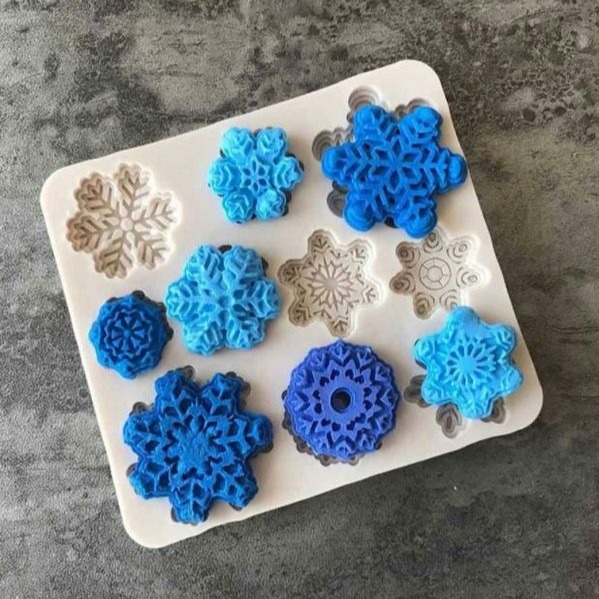 聖誕雪花翻糖矽膠模具/液態3D矽膠模/DIY巧克力矽膠模/干佩斯造型模/烘焙裝飾模具(顏色隨機)-細節圖3
