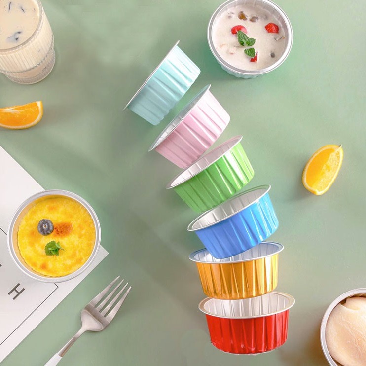 ◎20只入◎圓形鋁箔蛋糕杯(含圓頂蓋)/雪媚娘馬芬包裝盒/戚風杯子蛋糕捲口杯/家用防油耐高溫麵包點心鋁箔杯-細節圖2