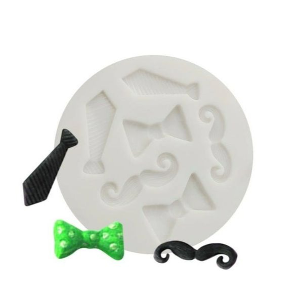 ◎鬍子蝴蝶結領帶液態矽膠模具(模具顏色隨機)/父親節翻糖液體矽膠模/DIY香薰石膏模具/手工皂模/創意巧克力矽膠模具-細節圖3