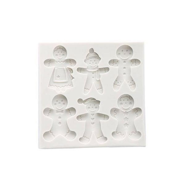 聖誕節薑餅人一家翻糖矽膠模具(模具顏色隨機)/液態3D矽膠模/DIY巧克力矽膠模/干佩斯造型模/烘焙裝飾模具-細節圖2