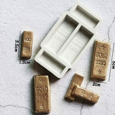 4連金條Gold bars翻糖矽膠模具/999黃金液態3D矽膠模/DIY巧克力矽膠模/干佩斯造型模/烘焙裝飾模具