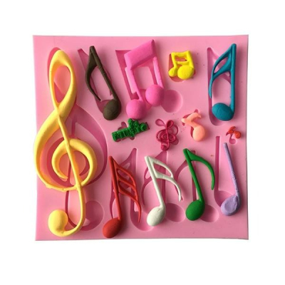 ▪13孔▪音符型翻糖矽膠模具/液態3D矽膠模/DIY巧克力矽膠模/干佩斯造型模/烘焙裝飾模具(顏色隨機)
