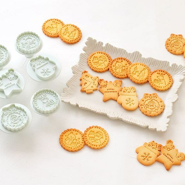 ◎4件組◎日本CA聖誕節故事按壓式餅乾模具套裝/彈簧按壓餅乾模/3D造型塑料餅乾壓印郵戳切模-細節圖2