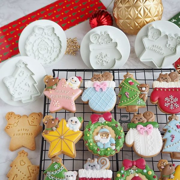 ◎4件組◎日本CA聖誕節故事按壓式餅乾模具套裝/彈簧按壓餅乾模/3D造型塑料餅乾壓印郵戳切模-細節圖3