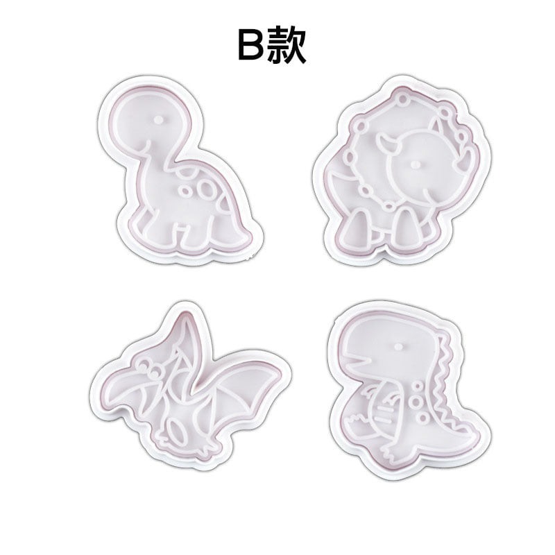 ◎4件組◎網紅恐龍翻糖彈簧壓模/3D造型餅乾壓印模具/糖花工具/翻糖塑料模具套裝-細節圖7