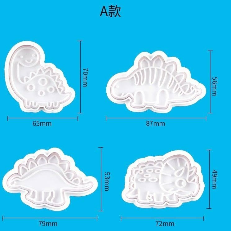 ◎4件組◎網紅恐龍翻糖彈簧壓模/3D造型餅乾壓印模具/糖花工具/翻糖塑料模具套裝-細節圖8