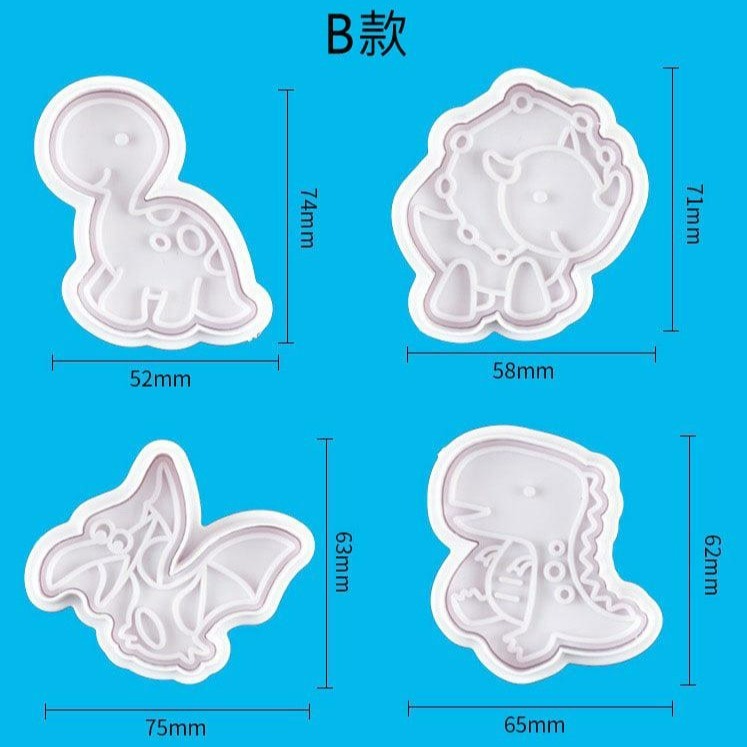 ◎4件組◎網紅恐龍翻糖彈簧壓模/3D造型餅乾壓印模具/糖花工具/翻糖塑料模具套裝-細節圖9