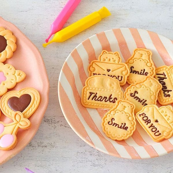 日本CA動物物語水果花型系列按壓式餅乾模具套裝/彈簧按壓餅乾模/3D造型塑料餅乾壓印模具/糖花工具-細節圖3