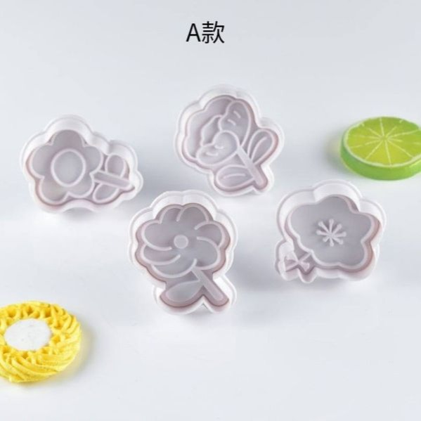 ◎4件組◎網紅花朵翻糖彈簧壓模/3D造型餅乾壓印模具/糖花工具/翻糖塑料模具套裝-細節圖3