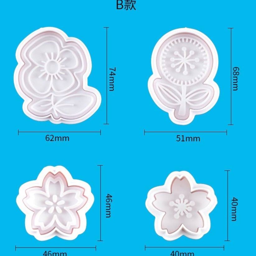 ◎4件組◎網紅花朵翻糖彈簧壓模/3D造型餅乾壓印模具/糖花工具/翻糖塑料模具套裝-細節圖7