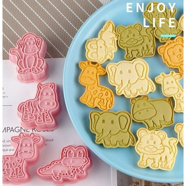 ▪8件組▪3D立體森林動物Ⓑ款餅乾模/饅頭飯糰模具/月餅模/ 塑料按壓式曲奇餅乾模-細節圖2