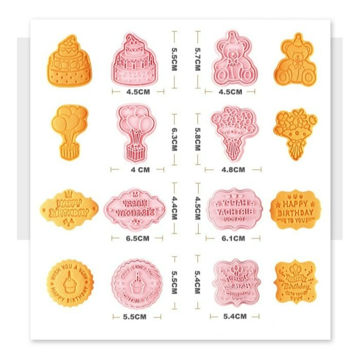 ▪8件組▪3D生日快樂餅乾模/饅頭飯糰模具/月餅模/ 塑料按壓式曲奇餅乾模-細節圖5