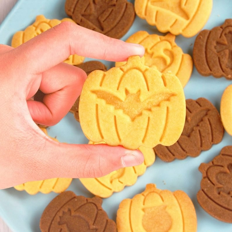 ▪9件組▪3D南瓜灌醬夾心餅乾模/饅頭飯糰模具/月餅模/ 塑料按壓式曲奇餅乾模-細節圖5