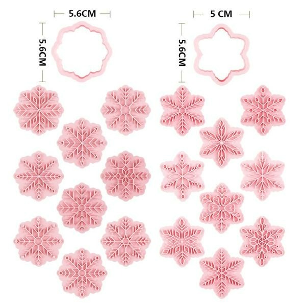 ▪9件組▪聖誕節雪花按壓式塑料餅乾模/饅頭飯糰模具/月餅模/3d立體糖霜曲奇翻糖塑料餅乾模-細節圖5