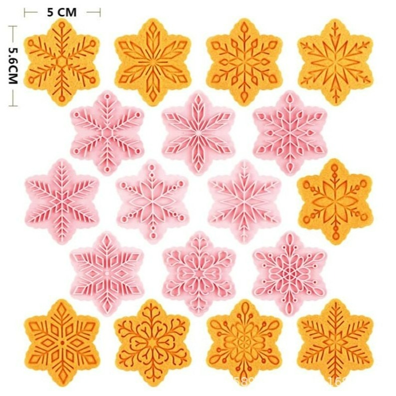 ▪9件組▪聖誕節雪花按壓式塑料餅乾模/饅頭飯糰模具/月餅模/3d立體糖霜曲奇翻糖塑料餅乾模-細節圖6