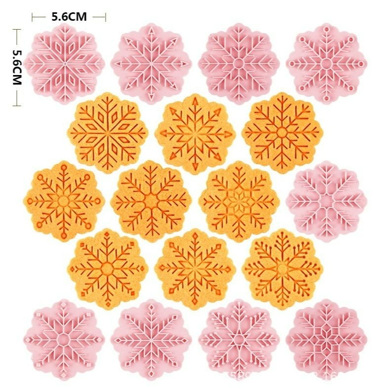 ▪9件組▪聖誕節雪花按壓式塑料餅乾模/饅頭飯糰模具/月餅模/3d立體糖霜曲奇翻糖塑料餅乾模-細節圖7