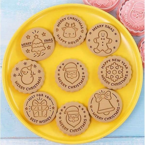 ▪8件組▪聖誕節系列Ⓓ餅乾模/饅頭飯糰模具/月餅模/薑餅人雪花樹頭像塑料按壓式曲奇餅乾模-細節圖3