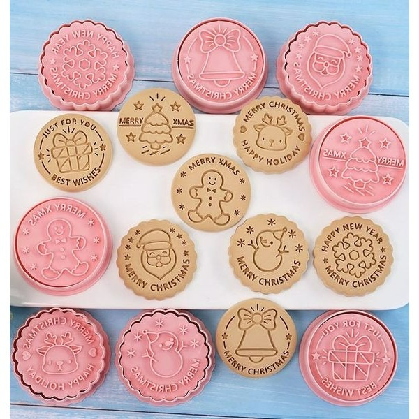 ▪8件組▪聖誕節系列Ⓓ餅乾模/饅頭飯糰模具/月餅模/薑餅人雪花樹頭像塑料按壓式曲奇餅乾模-細節圖4