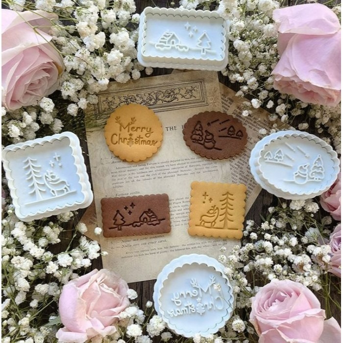 ◎4件組◎AMAGOUR聖誕節北歐風星空彈簧按壓餅乾模具/餅乾模具套裝/3D造型塑料餅乾壓印切模-細節圖3