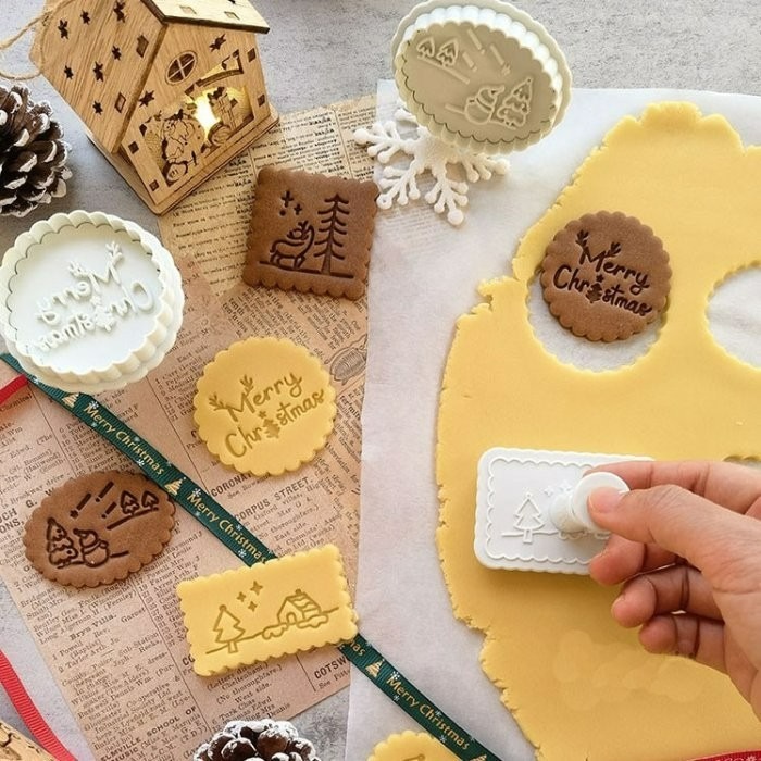 ◎4件組◎AMAGOUR聖誕節北歐風星空彈簧按壓餅乾模具/餅乾模具套裝/3D造型塑料餅乾壓印切模-細節圖4