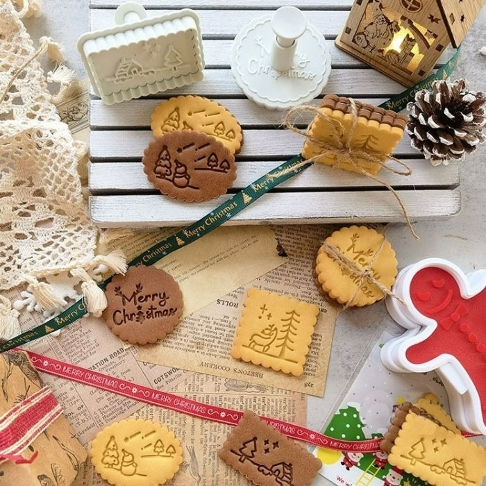 ◎4件組◎AMAGOUR聖誕節北歐風星空彈簧按壓餅乾模具/餅乾模具套裝/3D造型塑料餅乾壓印切模-細節圖5