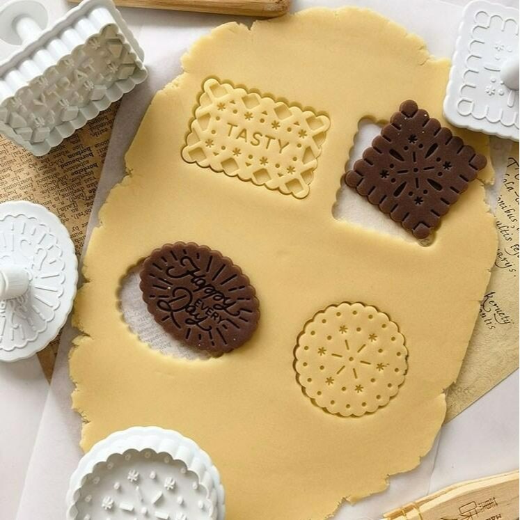 ◎4件組◎AMAGOUR日式小清新夾心餅乾彈簧按壓模具/餅乾模具套裝/3D造型塑料餅乾壓印切模-細節圖3