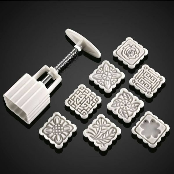 ▪50克▪超值增量方型組中秋月餅模具(1桶+8花片)/手壓式冰皮月餅/綠豆糕烘焙模具/鳳梨酥模-細節圖5