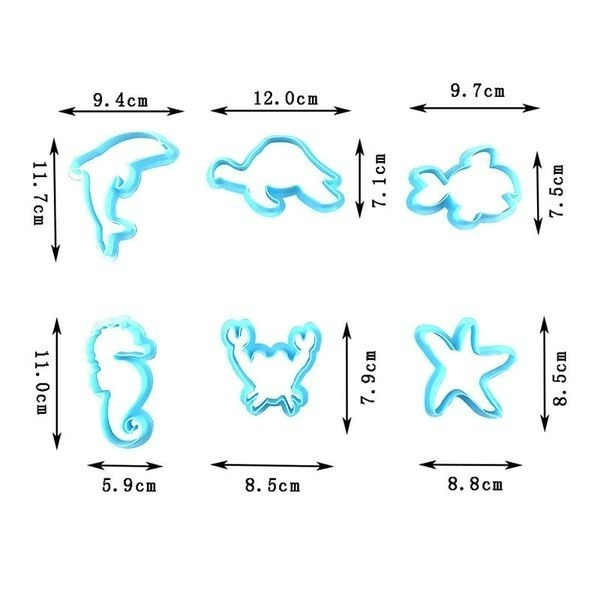 ◎6件套◎海馬小魚海星海龜海豚螃蟹海洋動物餅乾壓模/3D造型餅乾壓印模具/糖花工具/塑料翻糖塑料模具套裝-細節圖6