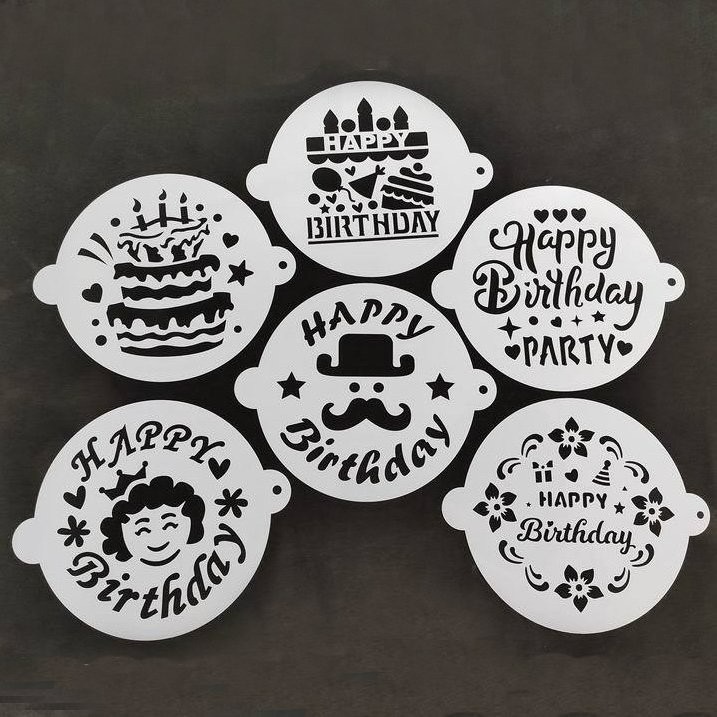 ◎6件套◎8吋生日蛋糕糖霜粉篩鏤空模板/翻糖蛋糕裝飾/糖粉篩/噴畫模/拉花模/噴花模板-細節圖2