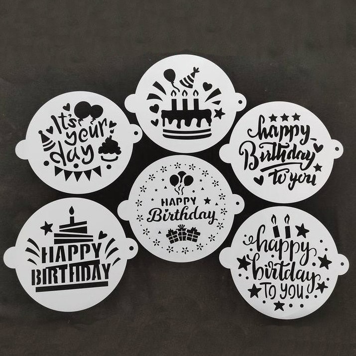◎6件套◎8吋生日蛋糕糖霜粉篩鏤空模板/翻糖蛋糕裝飾/糖粉篩/噴畫模/拉花模/噴花模板-細節圖3