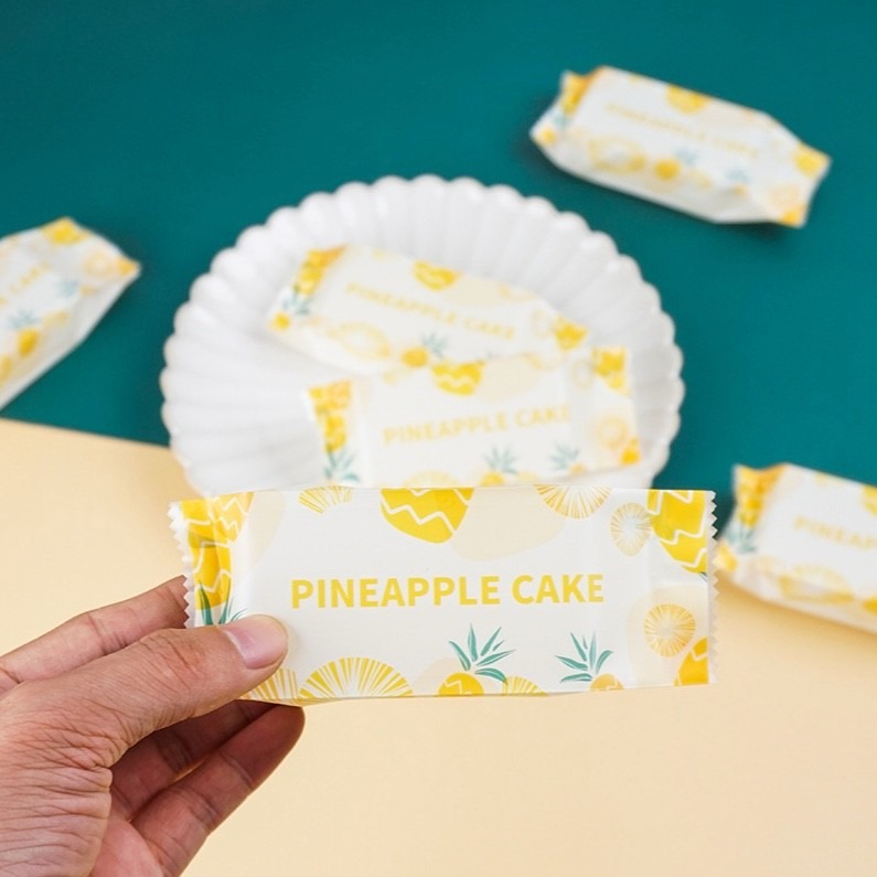 ◎4.5*13.5+2.5cm◎簡約卡通英文鳳梨酥包裝袋(約100只裝)/開運酥方塊酥曲奇餅點心袋/鳳梨雪花酥包裝袋-細節圖3