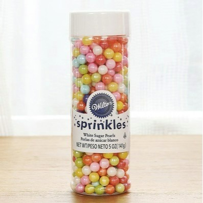 ▪6.5mm▪wilton可食用奶油裱花用糖珠(130g原裝瓶)/裝飾用金銀珠/糖珠/珍珠糖-細節圖2