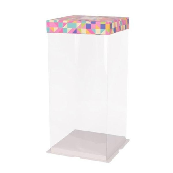 ▪2套入▪PET四層加高氣球翻糖透明蛋糕盒/45cm超高生日蛋糕烘焙包裝禮品盒/紙塑合一覆膜紙盒-細節圖3