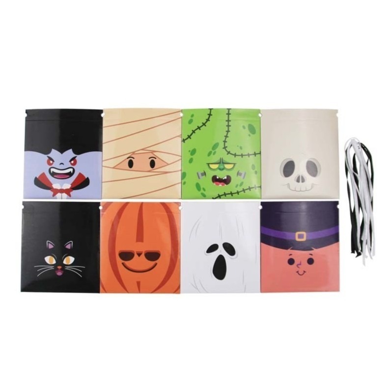 ◎混裝8入◎萬聖節手拎糖果三角盒/糖果包裝盒/禮品盒子/手拎粽子三角盒/幽靈搞怪表情包裝紙盒-細節圖5