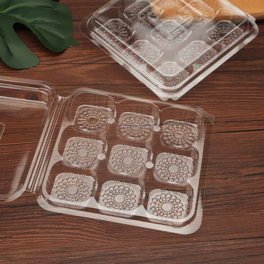 ◎10個入◎九宮格透明連蓋式底托盒/塑料托盤/雪媚娘吸塑底托/中秋月餅內托/全透明塑料底墊/九連格內襯-細節圖2