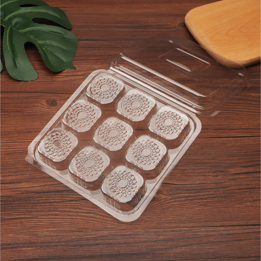 ◎10個入◎九宮格透明連蓋式底托盒/塑料托盤/雪媚娘吸塑底托/中秋月餅內托/全透明塑料底墊/九連格內襯-細節圖4