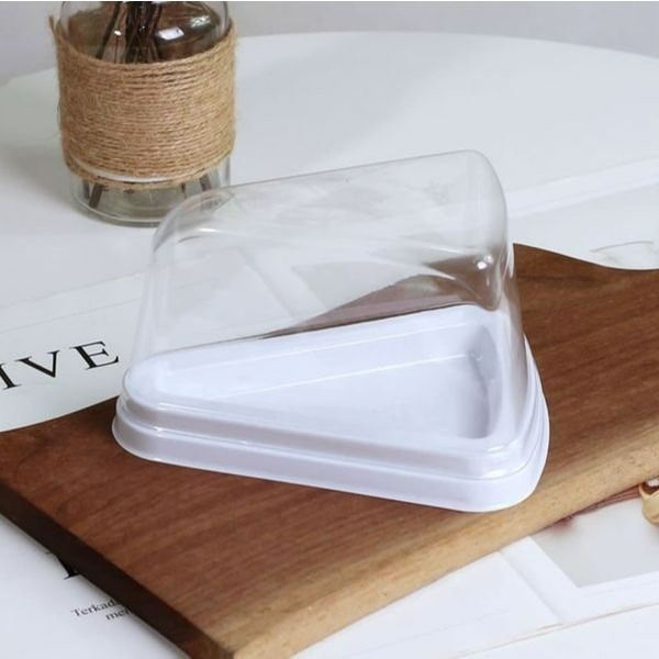 ▪5入▪加厚防霧三角形吸塑蛋糕盒(蓋+底托)/慕斯果凍奶酪透明包裝盒/白色切塊千層蛋糕盒/塑料密封包裝盒-細節圖5