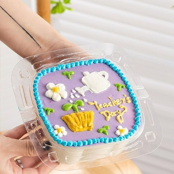 ▪5入▪ins透明手提千層慕斯花籃蛋糕盒(提盒+蓋)/水果撈沙拉野餐甜品打包盒-細節圖4