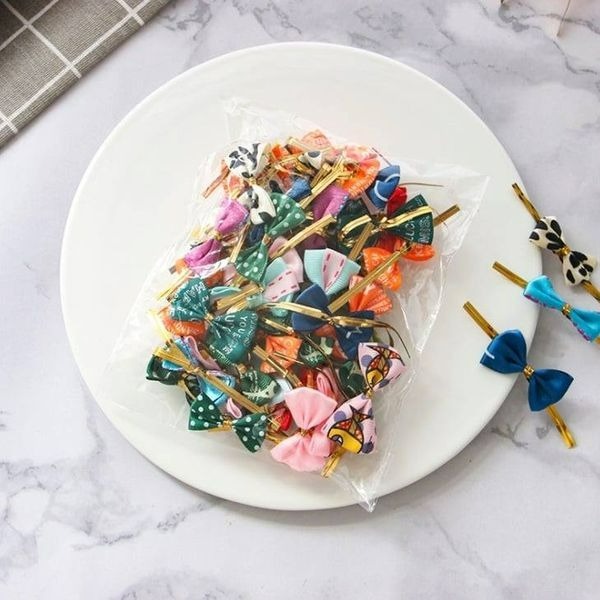 ▪50枚/包▪韓國蝴蝶結封口包裝紮絲帶(款式隨機)/裝飾紮絲繩/ 平口袋紮線/烘焙禮品裝飾-細節圖2