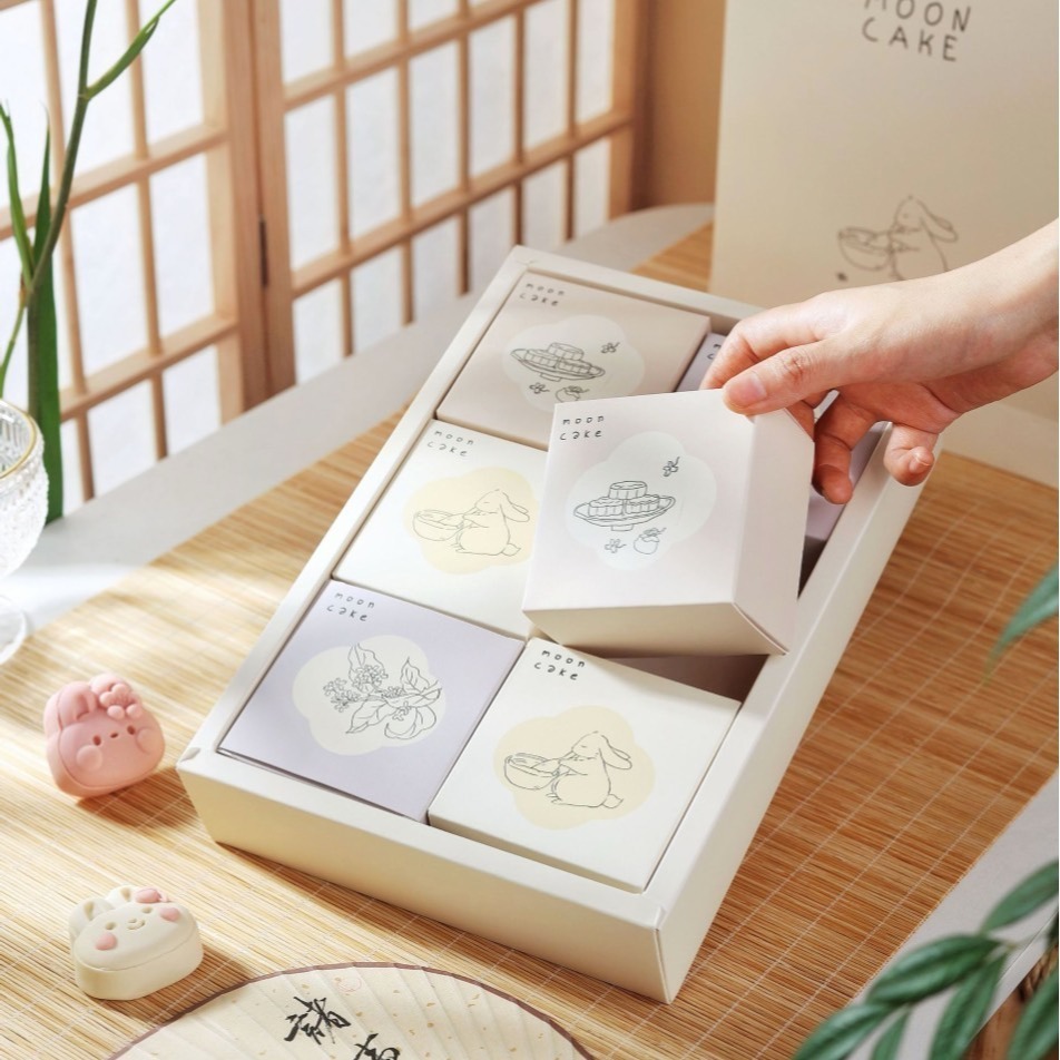 桂兔中秋月餅包裝盒/中秋禮盒蛋黃酥手提盒/牛軋糖禮品盒套裝/鳳梨酥雪媚娘泡芙包裝禮物盒/DIY創意糖果禮品盒-細節圖3