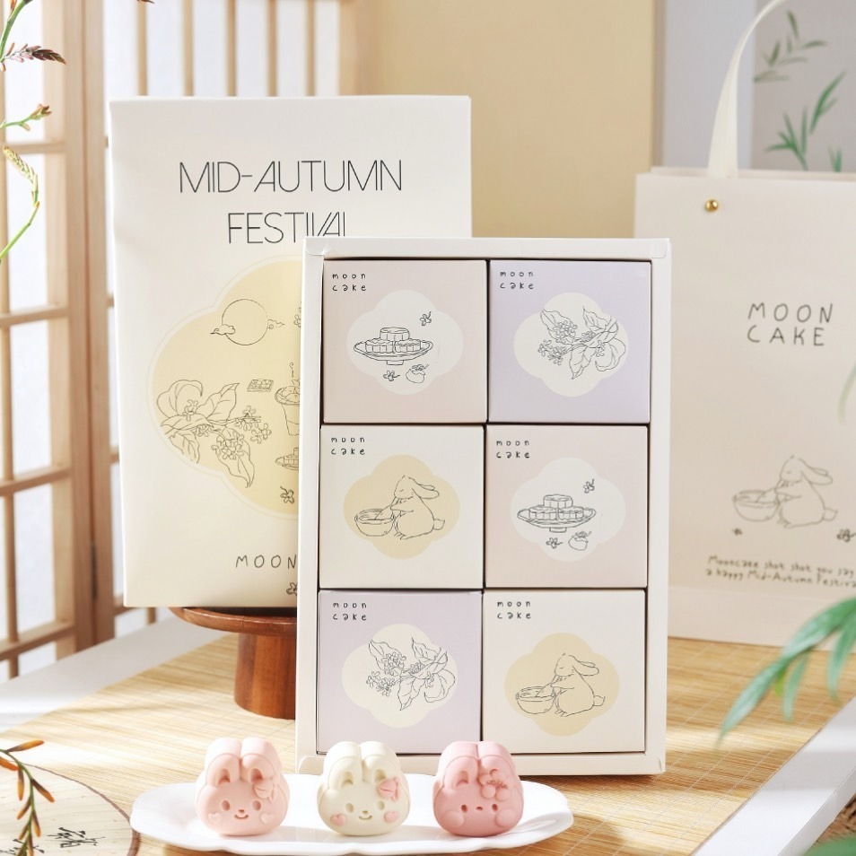 桂兔中秋月餅包裝盒/中秋禮盒蛋黃酥手提盒/牛軋糖禮品盒套裝/鳳梨酥雪媚娘泡芙包裝禮物盒/DIY創意糖果禮品盒-細節圖6