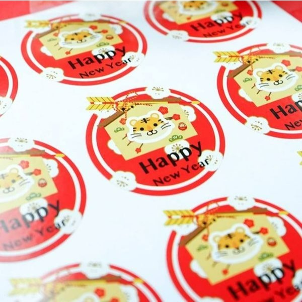 ◎3張/共27枚入◎虎年Happy New Year封口貼紙/裝飾貼紙烘焙DIY標籤貼紙/新年禮盒貼/烘焙包裝盒-細節圖3