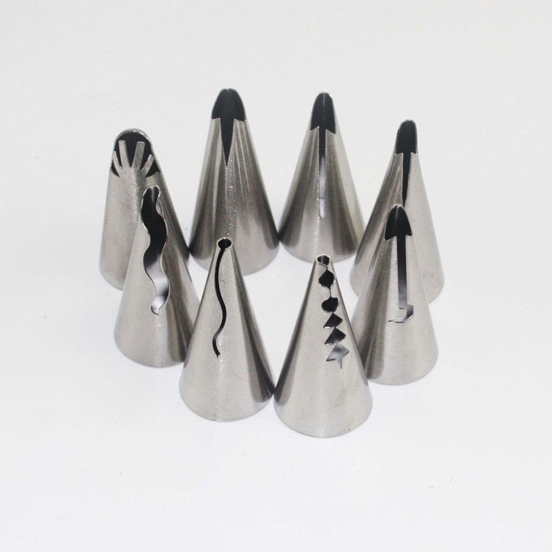 ◎9件套◎裙邊不銹鋼裱花嘴組/304不銹鋼內外無縫/曲奇蛋糕奶油裱花DIY烘焙工具-細節圖4