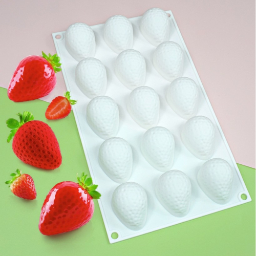 ▪15連▪法式半立體草莓淋面矽膠蛋糕模/慕斯模/DIY巧克力慕斯皂模蠟燭模具