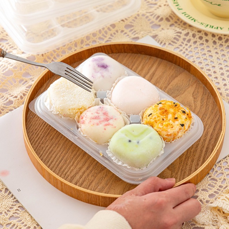 ◎5入◎六粒裝式透明吸塑西點打包盒/蛋黃酥雪媚娘綠豆糕烘焙甜點包裝盒子 -細節圖3