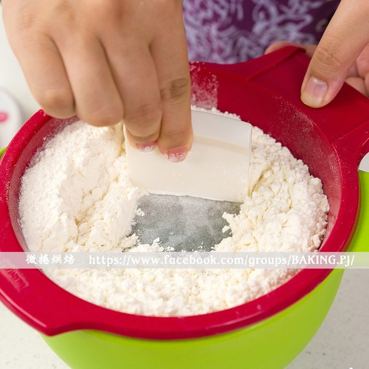 304不銹鋼網附刮板紅色手持麵粉篩/60目篩網/油格/漏網/可架盆上撒粉烘焙工具-細節圖3