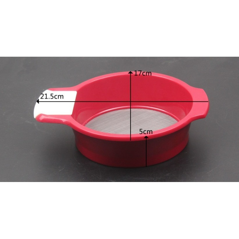 304不銹鋼網附刮板紅色手持麵粉篩/60目篩網/油格/漏網/可架盆上撒粉烘焙工具-細節圖6