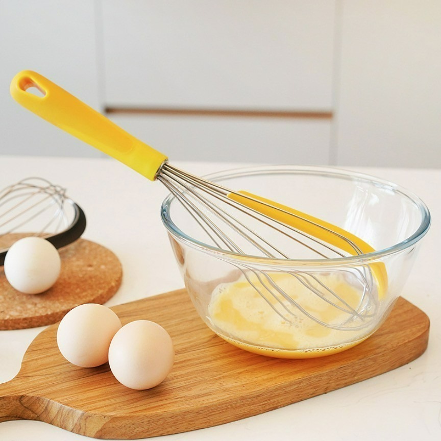 ✭美國亞馬遜熱銷✭12.5吋食品級矽膠不銹鋼手動打蛋器/2合1附麵糊刮刀烘焙攪拌器-細節圖4